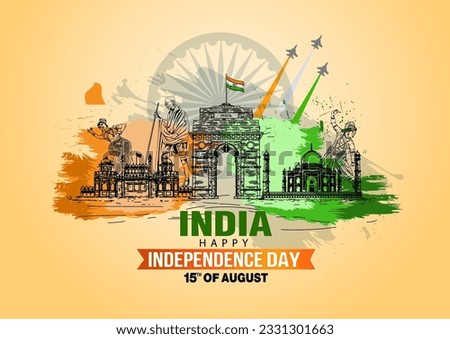 Happy Independence Day of India. monument and Landmark. abstract vector illustration graphic design. Royalty-Free Stock Photo #2331301663