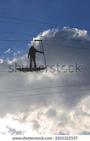 The man is skiing in the air Royalty-Free Stock Photo #2331322537