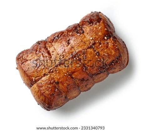 whole spicy roast pork isolated on white background, top view Royalty-Free Stock Photo #2331340793