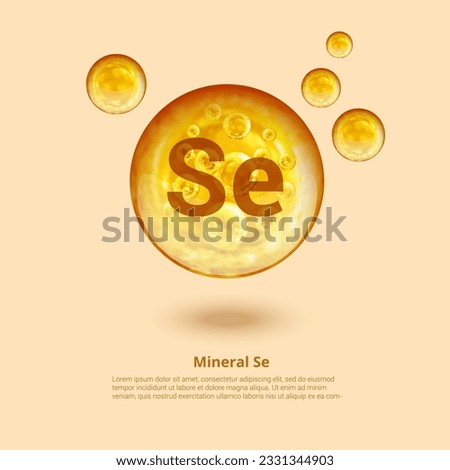 Mineral Se. Selenium. Mineral Vitamin complex. Golden balls. Health concept. Se Selenium.  Royalty-Free Stock Photo #2331344903