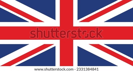 The British flag. Flag icon. Standard color. Standard size. A rectangular flag. Computer illustration. Digital illustration. Vector illustration. Royalty-Free Stock Photo #2331384841