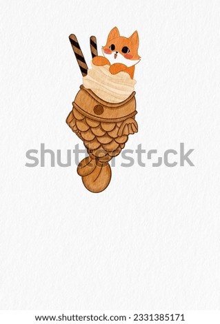 cartoon art ice-cream shiba vanilla 