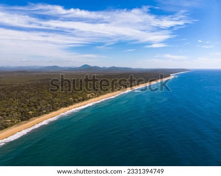 aerial drone photography of beautiful wreck rock beach in deepwater national park near agnes water, queensland, australia; unique beach with turquoise water, rocks and coral reefs	 Royalty-Free Stock Photo #2331394749