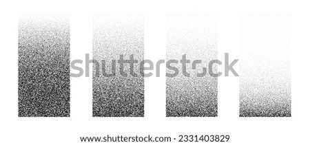 Set of fading rectangular gradients. Black dotted texture element collection. Stippled shade object pack. Noise grain dotwork shapes. Halftone effect illustrations bundle. Vector illustration Royalty-Free Stock Photo #2331403829