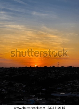 City silhouette during sunset. Golden hour