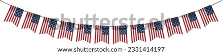 USA hanging usa flags on white background, Bundle
