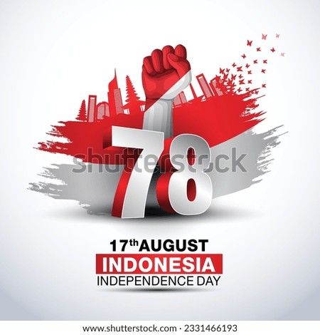 happy Independence day Indonesia greetings. abstract vector illustration design. Royalty-Free Stock Photo #2331466193