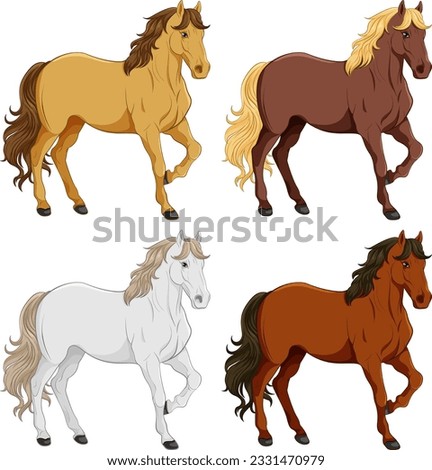 Set of horse cartoon illustration