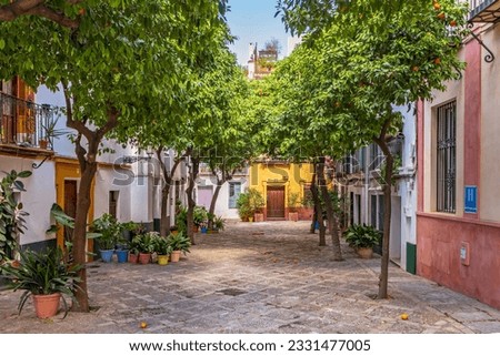 View of the Barrio de Santa Cruz in Seville, Spain Royalty-Free Stock Photo #2331477005