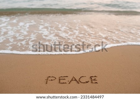 free photo of  calmness  with background .  Peace written on the bank of river .