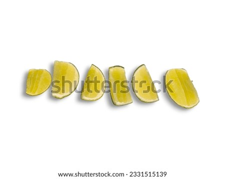 Fresh lime slices on white background.