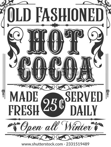 Old Fashioned Hot Cocoa - Vintage Christmas Print