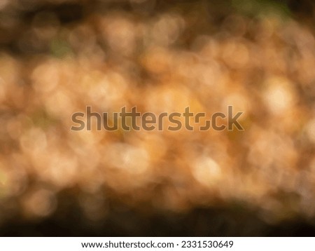 Golden bokeh effect and purposely blurred view of sunlight. Warm and cosy feeling. Blurry soft colored background with photographic bokeh effect in beautiful warm, golden and brown tones