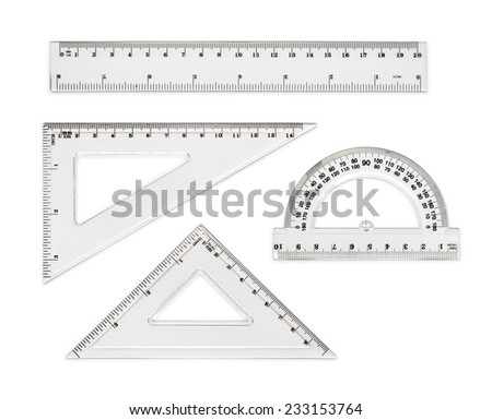 White transparent rulers isolated on white background Royalty-Free Stock Photo #233153764