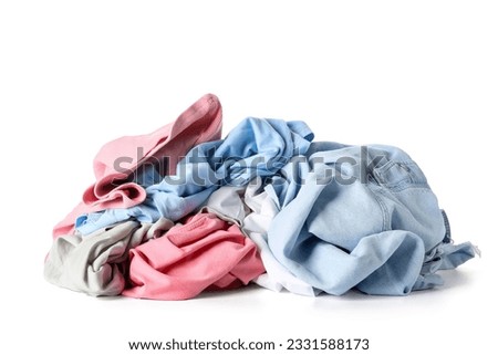 Pile of dirty laundry isolated on white background Royalty-Free Stock Photo #2331588173