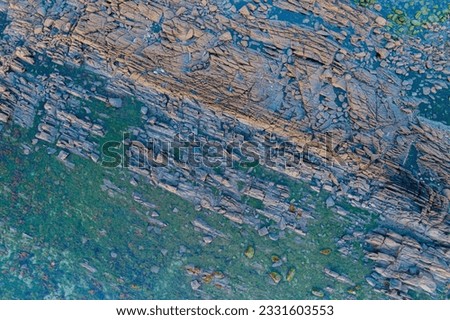 zenithal aerial view of a rocky coast in the atlantic ocean