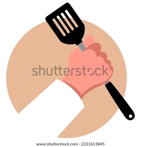 Clip art of a chef hand holding a spatula, vector illustration