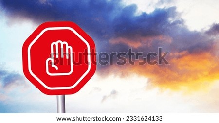 stop sign on sky background. 