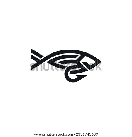 Fish monoline logo design, vector and illustration