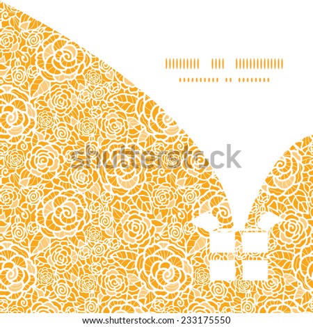 Vector golden lace roses Christmas gift box silhouette pattern frame card template