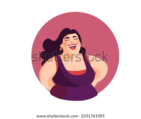 Portrait of a laughing fat woman, vector illustration Royalty-Free Stock Photo #2331761095