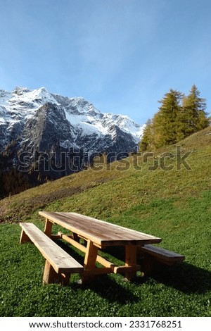 Wooden desk in a mountain rural house-west alps, Italy
