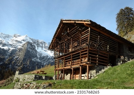 Tipical -Walser- house of an ancient mountain village- west Alps, Italy