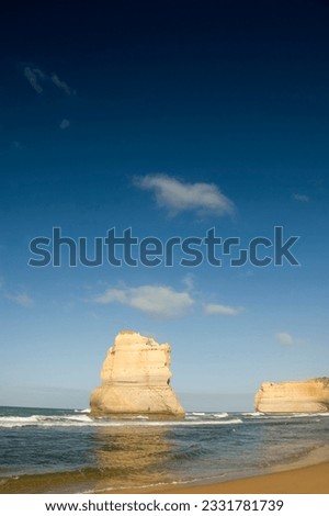 View of Australia-s natural wonder, The Twelve Apostles, as seen from the beach.
