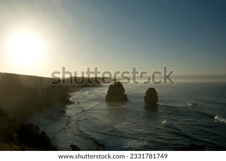 Australia-s natural wonder, The Twelve Apostles - sandstone cliffs worn away by erosion. Royalty-Free Stock Photo #2331781749
