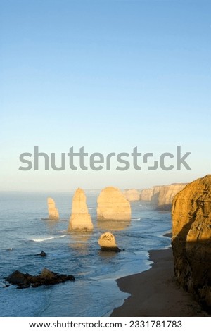 Australia-s natural wonder, The Twelve Apostles - sandstone cliffs worn away by erosion. Royalty-Free Stock Photo #2331781783
