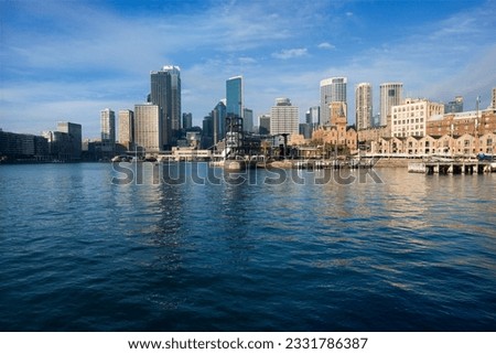 Sydney Cove with view of downtown skyline and water in Sydney, Australia.