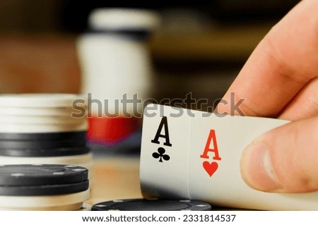 Poker concept...A player with double aces...