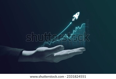 Stock graph and financial chart. Analyze stock market finance volume of stock market with Graph and chart holograph technology. High quality photo Royalty-Free Stock Photo #2331824551