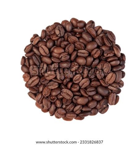 Coffee beans in a circular shape isolated over white background.