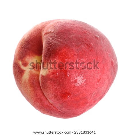 Fresh fruit of peach with water, isolated on white background.