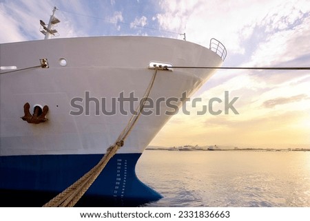 industry and commerce- cargo ship anchored in a harbor