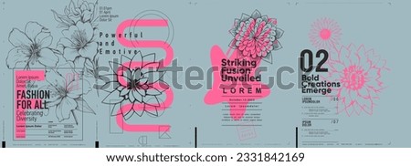 Typographic design and minimalistic background elements. A set of vector elements for designing posters, labels, banners.  Brochure template layout. Modern vector graphics.