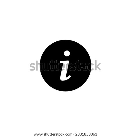 information icon in black on a white background, letter i in a circle, help or information service