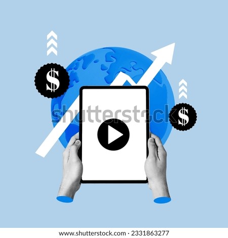 hands with tablet, streaming earnings, earn money online, watch video, tablet with video, worldwide videos, global influencer, earnings, scalable earnings, earning in dollars, growing videos