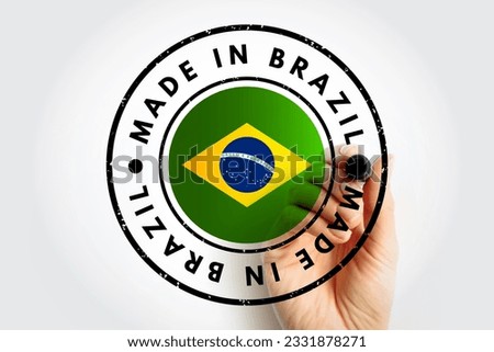 Made in Brazil text emblem stamp, concept background Royalty-Free Stock Photo #2331878271