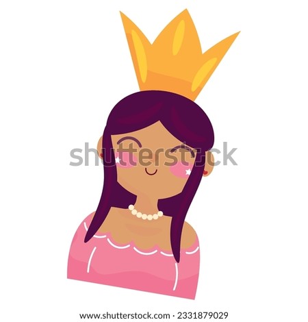 Isolated cute medieval queen character Vector