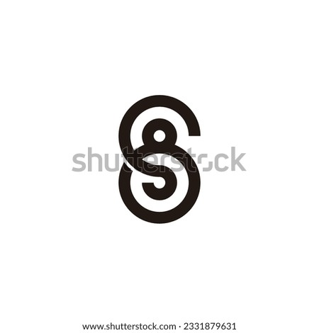 Number 8 letter s circle, outlines geometric symbol simple logo vector