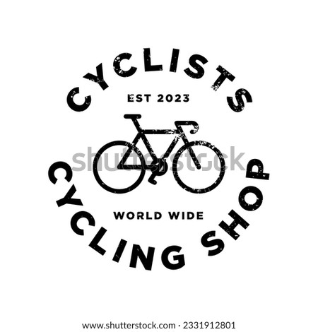 Cycling Biking Bike Retro Vintage Stamp Grunge Scratches Texture Effect Label Logo Template Icon Sign Sigil Symbol Emblem Badge Vector EPS PNG Transparent No Background Clip Art Vector EPS PNG
