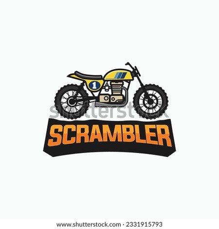 Scrambler motorcycle dirt bike logo vector icon colorful flat illustration