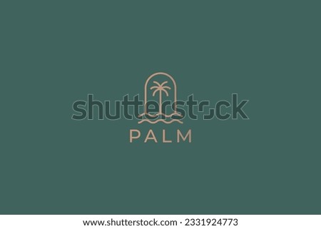 Palm Tree Abstract Minimalist Logo Luxury Design Template Tropical Summer Holiday Resort Royalty-Free Stock Photo #2331924773