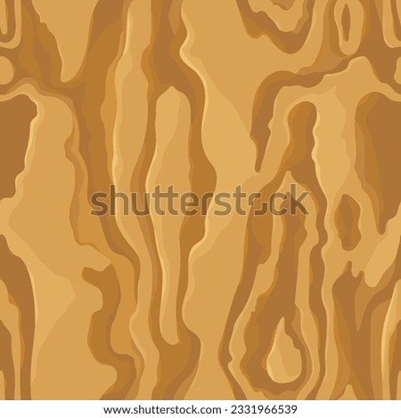 Light beige wood grain texture background. Empty natural tree pattern, seamless swatch template. Realistic plank, wavy plywood fibers. Vector illustration  
