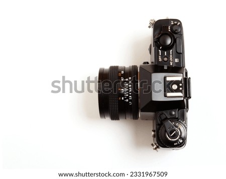 classic film SLR camera, over view         