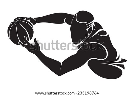 Basketball player. Vector silhouette, isolated on white