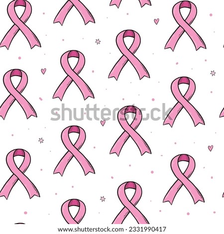 Breast cancer awareness pink ribbon seamless pattern for wallpaper, scrapbooking, packaging, backgrounds, prints, etc. EPS 10