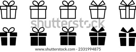 
Monochrome Vector Icons of Gift Box and Hand Royalty-Free Stock Photo #2331994875